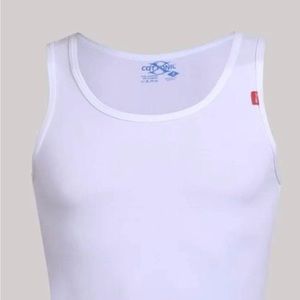 2 Cottonil Egyptian Cotton Stretch Sleeveless Mens White Beater High Quality